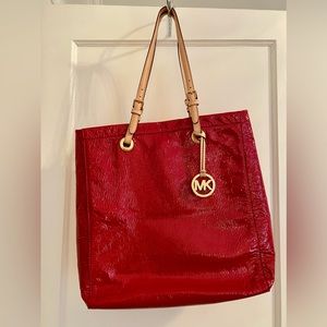 Michael Kors patten leather cherry red tote bag (new)